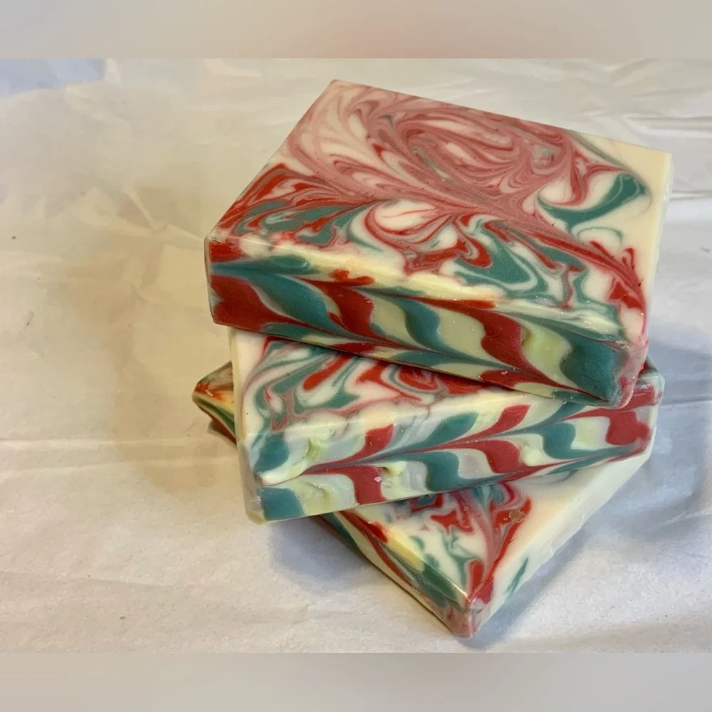 Hand Crafted Artisan Soap with Sweet Peppermint Scent for The Holidays - Picture 2 of 11